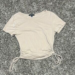 Ambiance Cream Ruched Crop T-Shirt